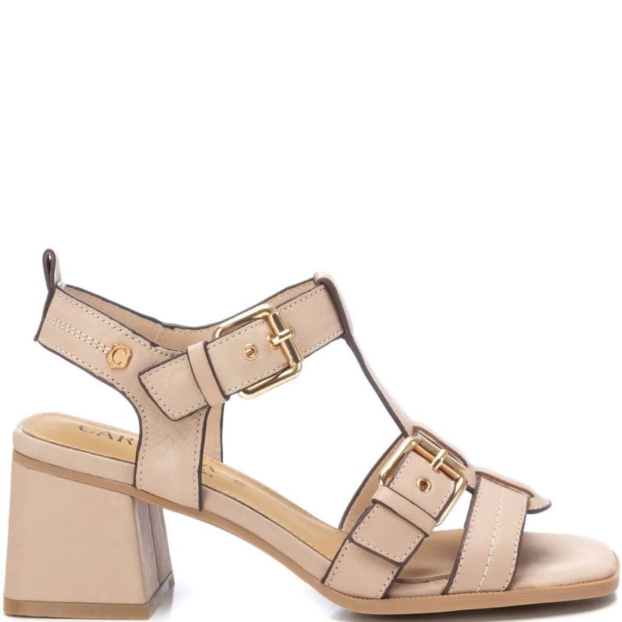 Carmela Carmela Cream Leather Block Heel Sandals Best