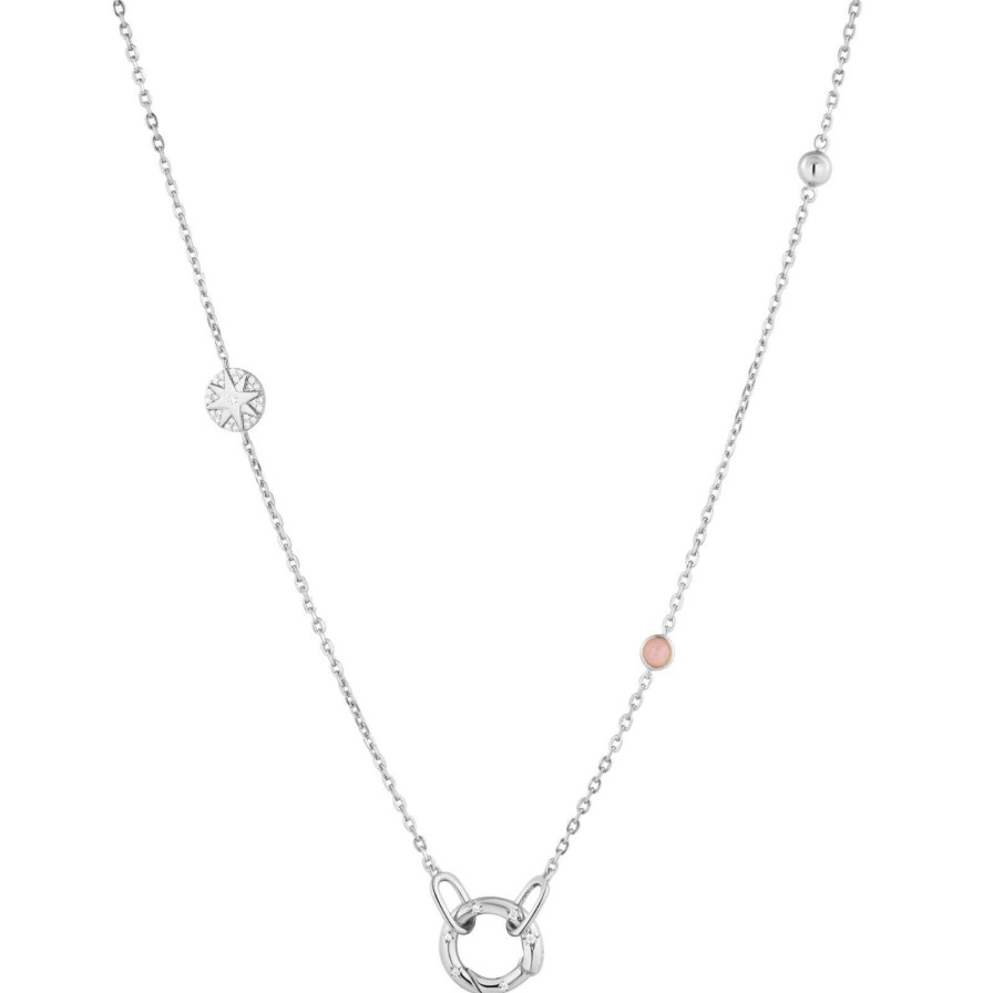 Ania Haie Pop Charm Ania Haie Pop Charms Silver Rose Quartz Charm Connector Necklace Hot