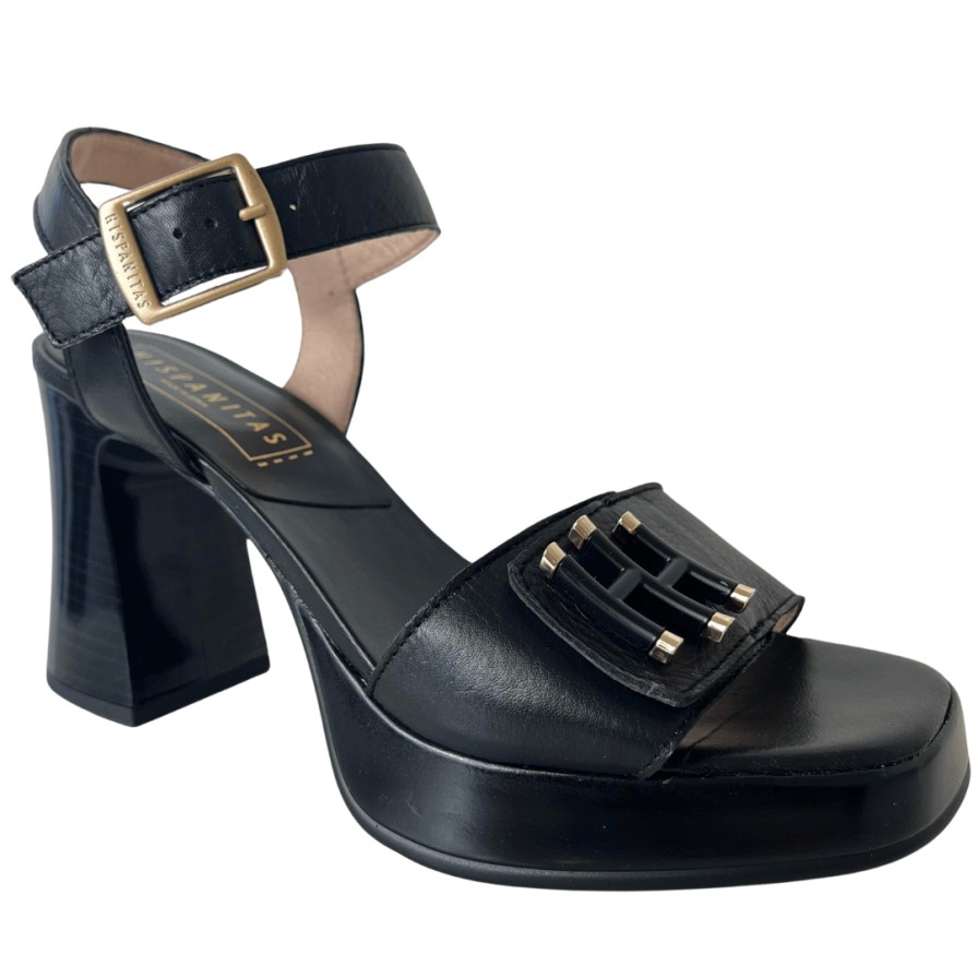 Hispanitas Hispanitas Black Leather Ankle Strap Platform Sandals Wholesale