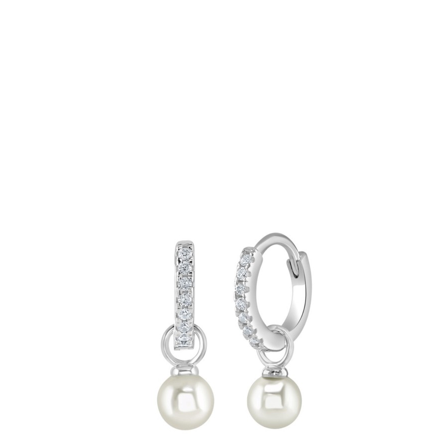 Bejeweled At Soul Kids Crystal & Pearl Small Hoop Earrings Best