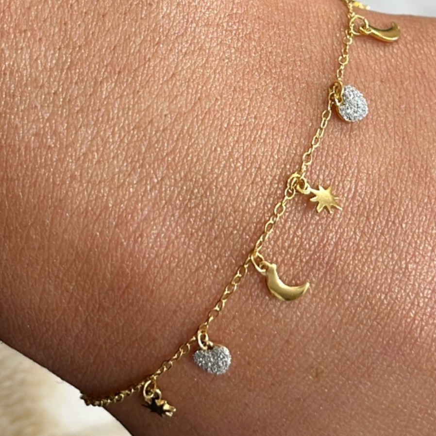 Rebecca Jolie Rebecca Jolie Star & Moon Gold Bracelet Online