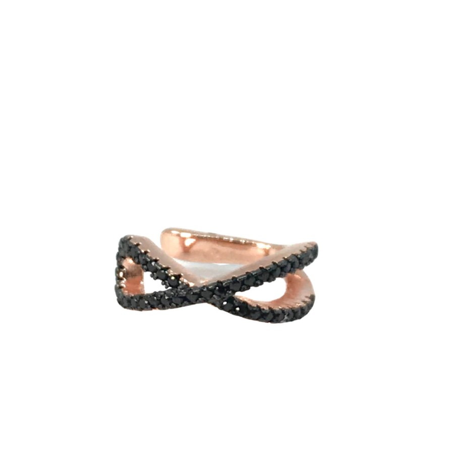 Rebecca Rebecca Rose Gold Crossover Cuff - Black New