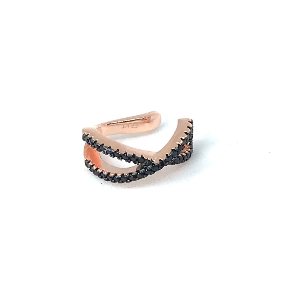 Rebecca Rebecca Rose Gold Crossover Cuff - Black New