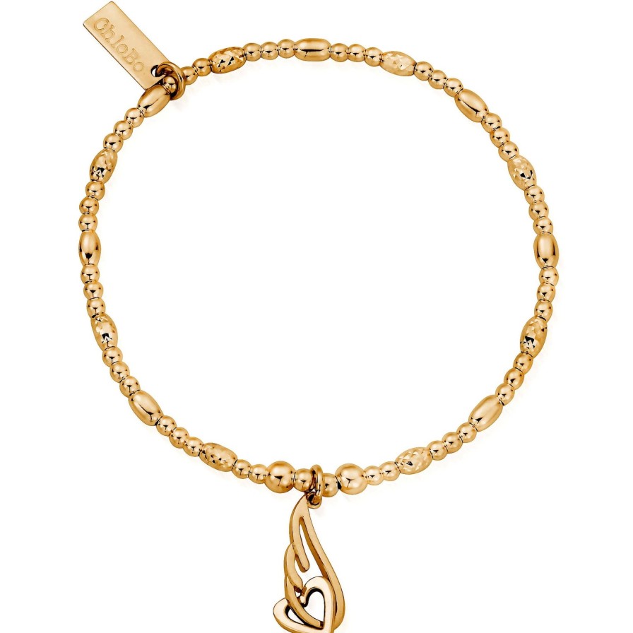 ChloBo Chlobo Interlocking Heart & Angel Wing Bracelet - Gold Online