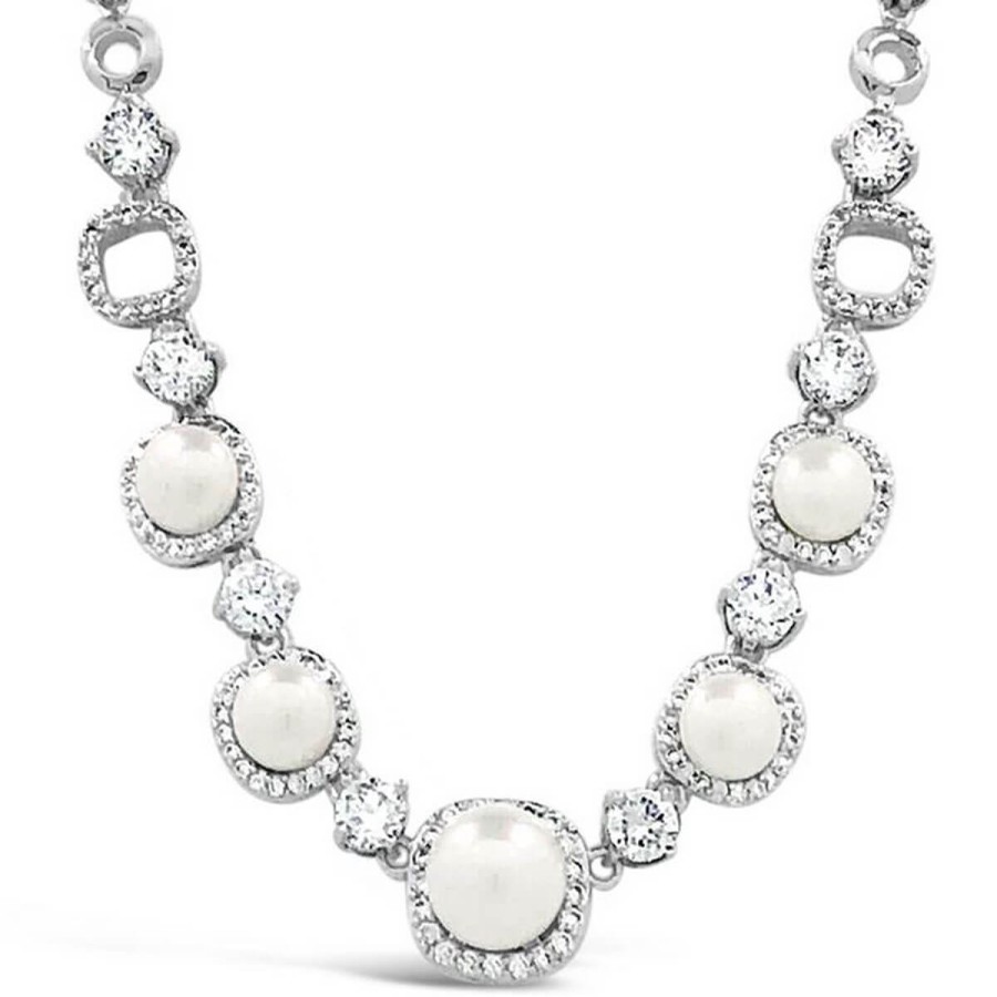 Absolute Absolute Silver Boxy Pearl Necklace Clearance