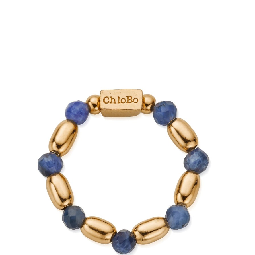 ChloBo Chlobo Mini Rice Sodalite Ring - Gold Hot