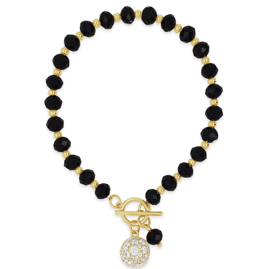 Absolute Absolute Gold Black Tbar Bracelet Online