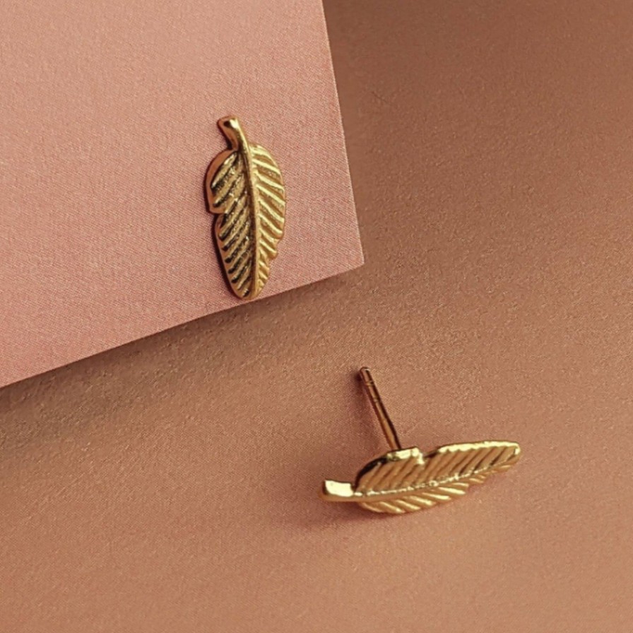 Vurchoo Vurchoo Africa Feather Gold Stud Earrings Wholesale