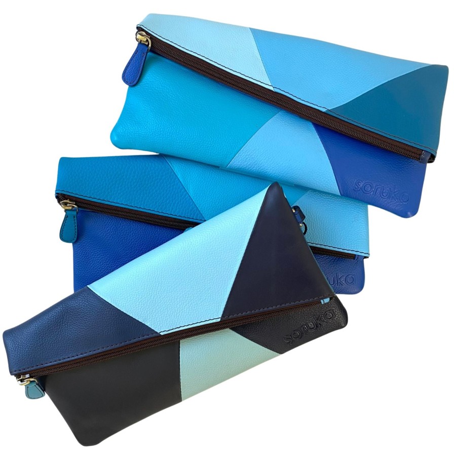 Soruka Soruka Mila Leather Clutch Bag - Blue Tones Best