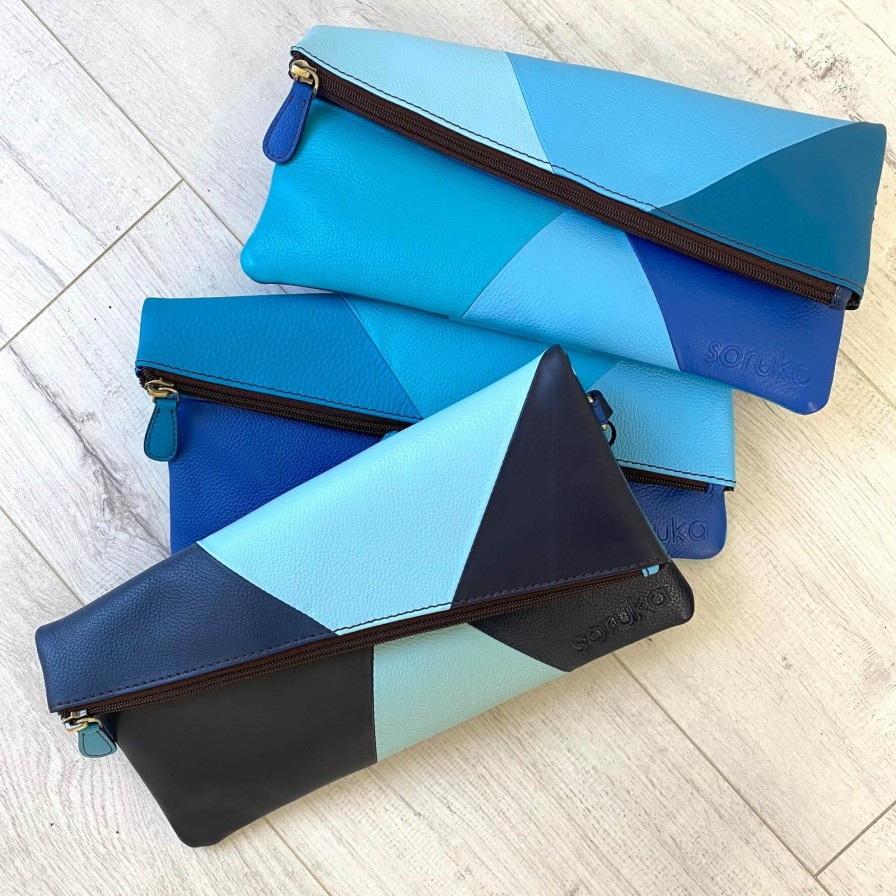 Soruka Soruka Mila Leather Clutch Bag - Blue Tones Best