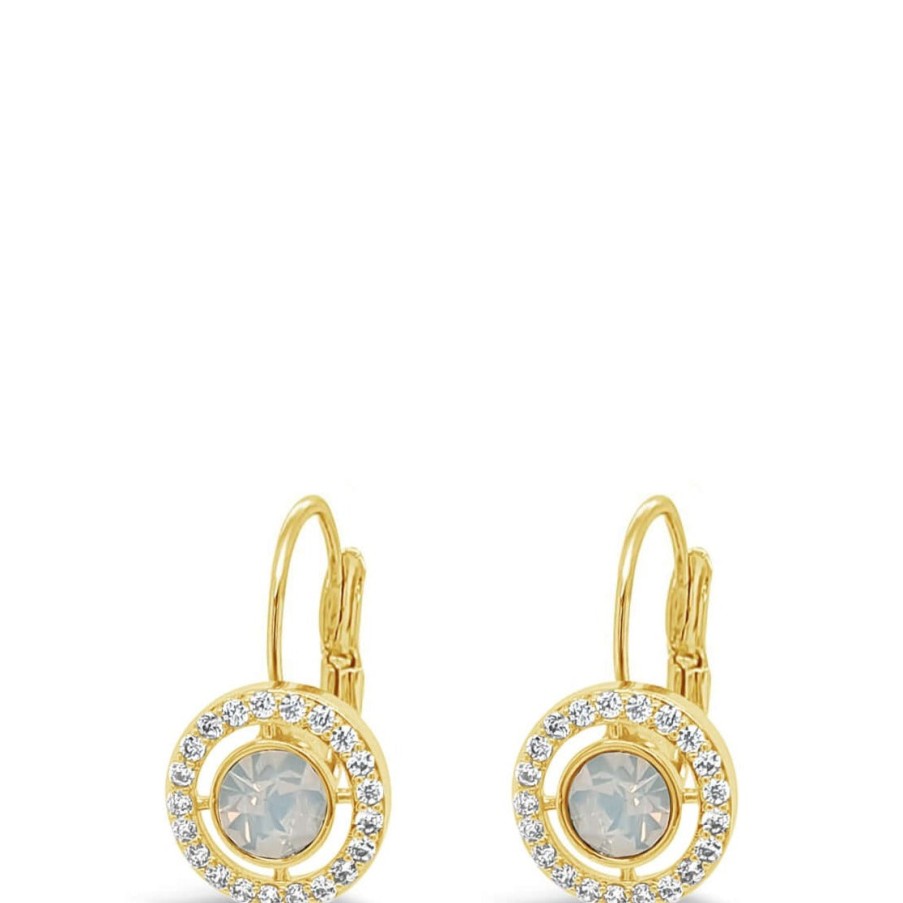 Absolute Absolute Gold & White Opal Halo French Clip Earrings Best