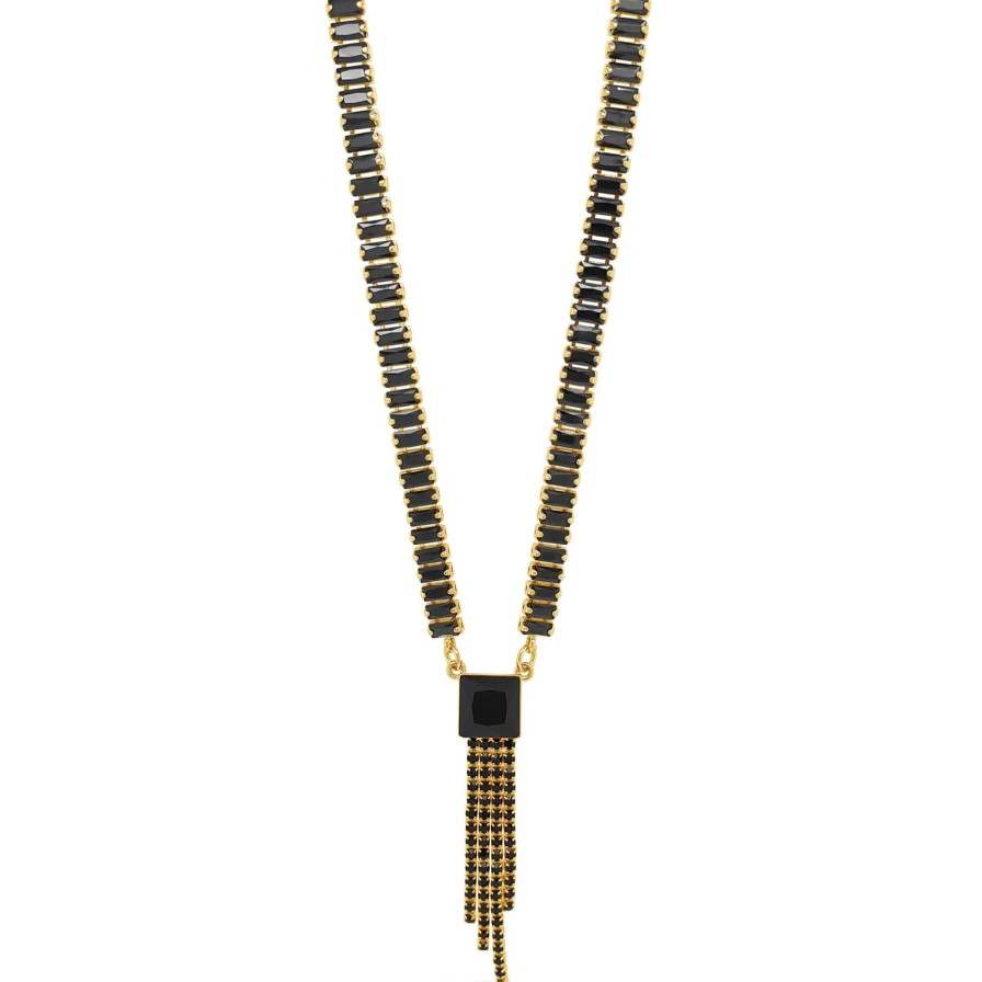 Absolute Absolute Gold & Black Baguette Drop Necklace Best