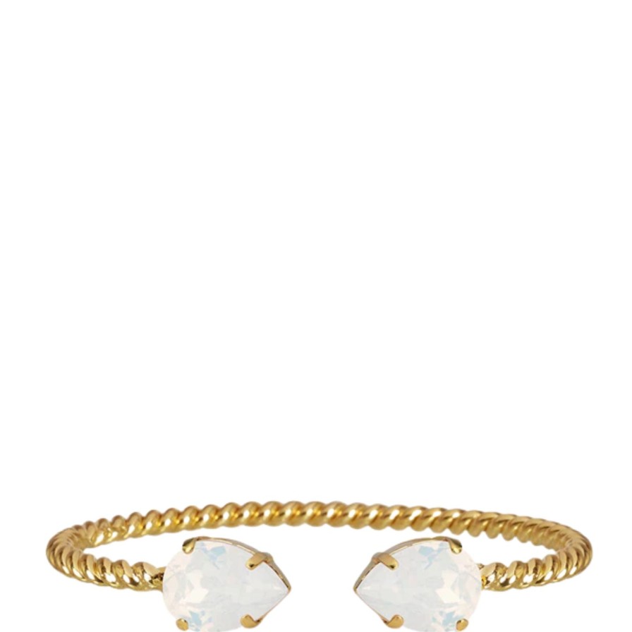 Caroline Svedbom Caroline Svedbom Gold Mini Drop Twist Bangle - White Opal Wholesale