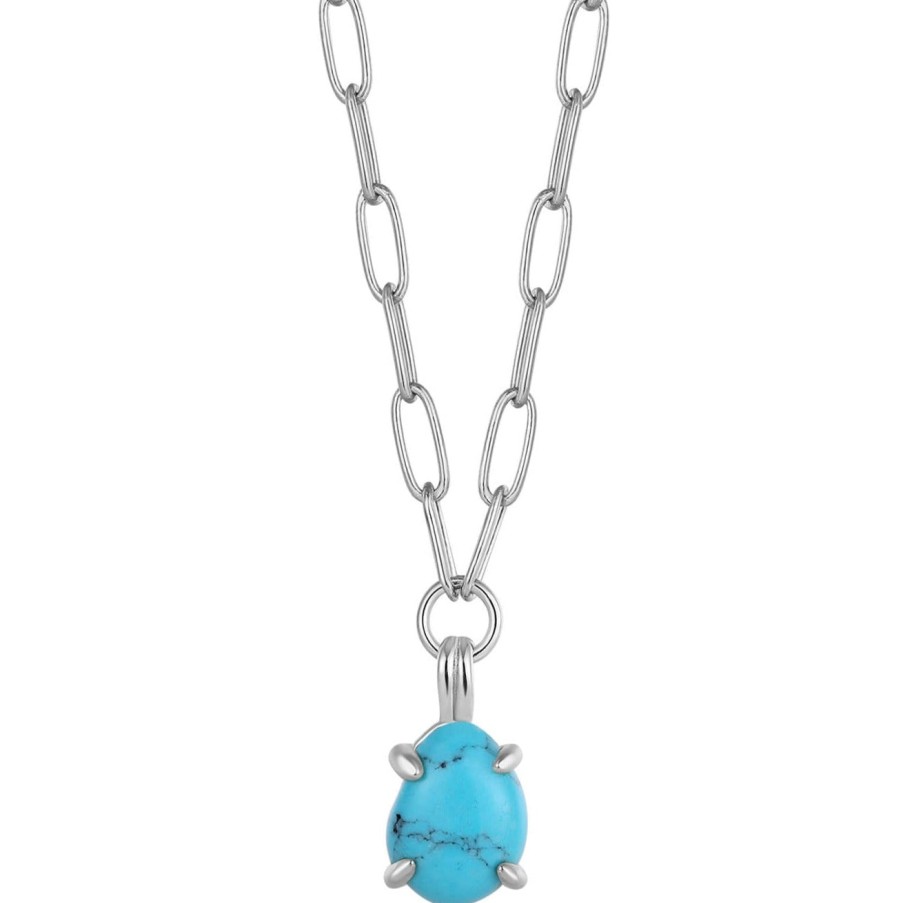 Ania Haie Ania Haie Making Waves Turquoise Drop Pendant Silver Necklace Clearance