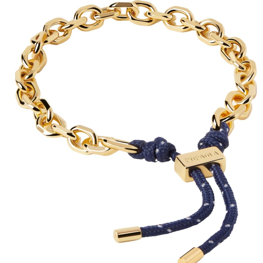 PDPAOLA Pdpaola Gold Cottage Essential Rope & Chain Bracelet - Midnight Hot