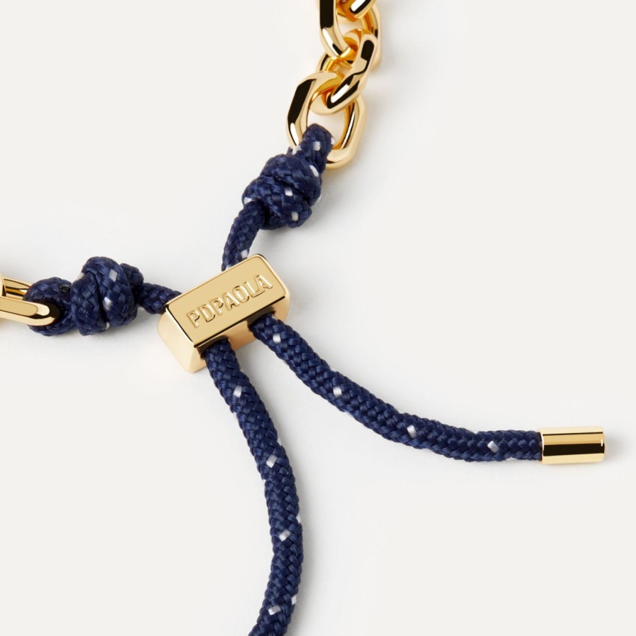 PDPAOLA Pdpaola Gold Cottage Essential Rope & Chain Bracelet - Midnight Hot