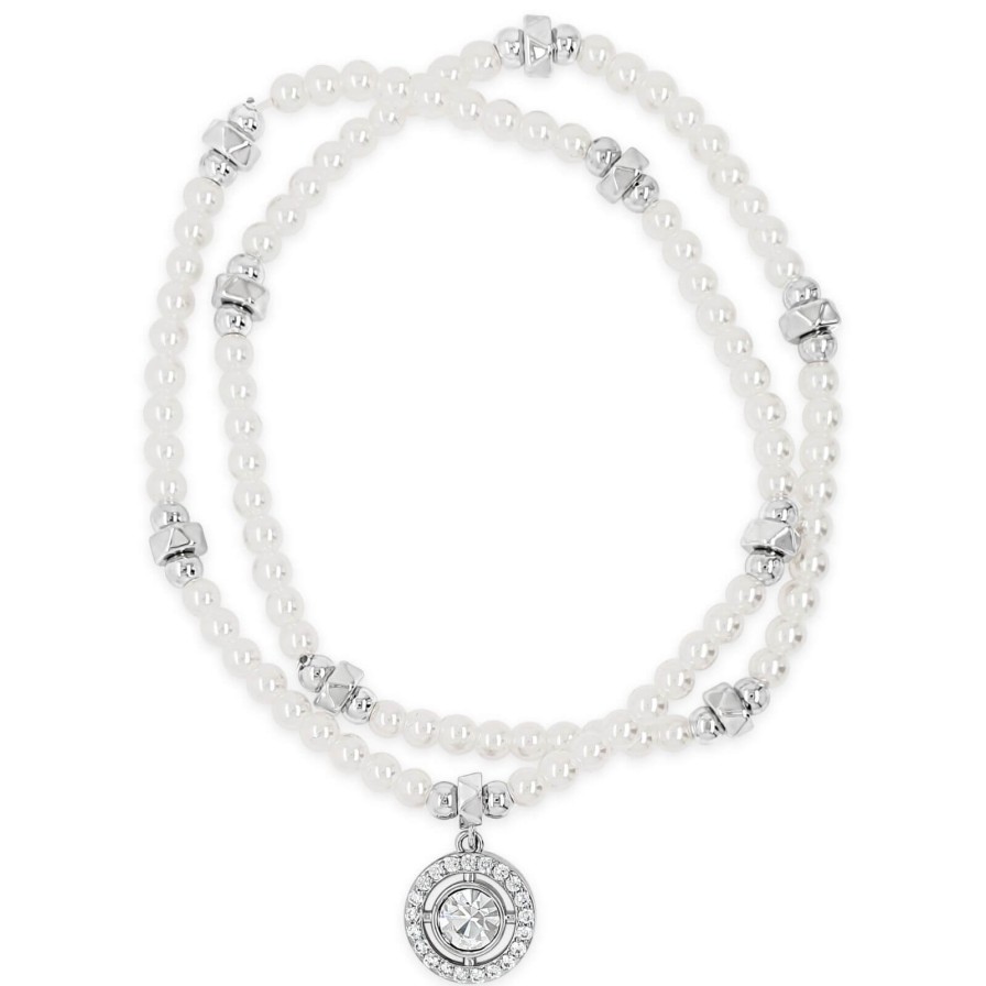 Absolute Absolute Silver Pearl Beaded Halo Bracelet Wholesale