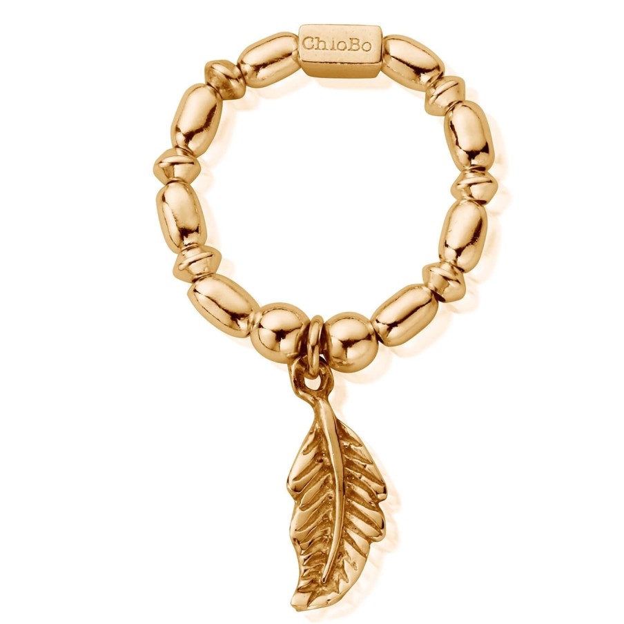 ChloBo Chlobo Mini Rice Feather Ring - Gold New