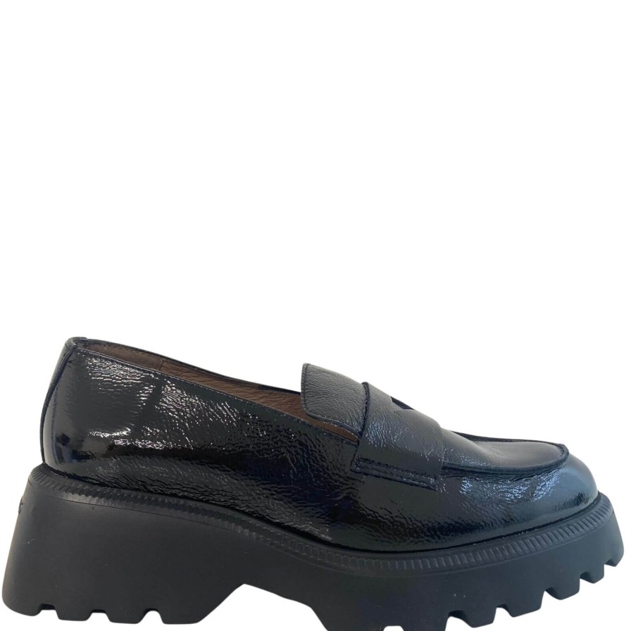 Wonders Wonders Black Patent Leather Chunky Loafers Online