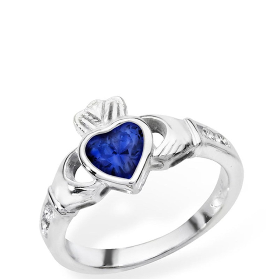 Bejeweled At Soul Sterling Silver Claddagh Birthstone Ring - September Best