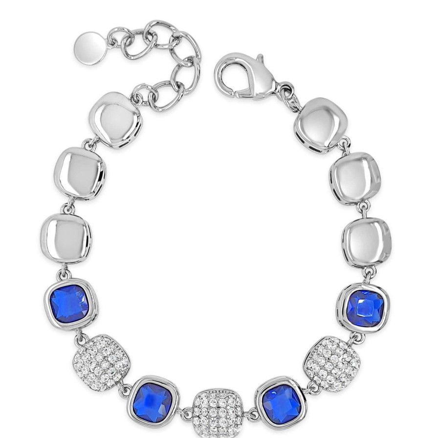 Absolute Absolute Silver Crystal & Midnight Blue Square Pendant Bracelet Best