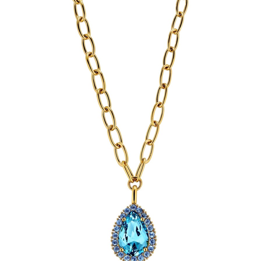 Dyrberg Kern Dyrberg Kern Metta Gold Necklace - Aqua Light Blue Wholesale