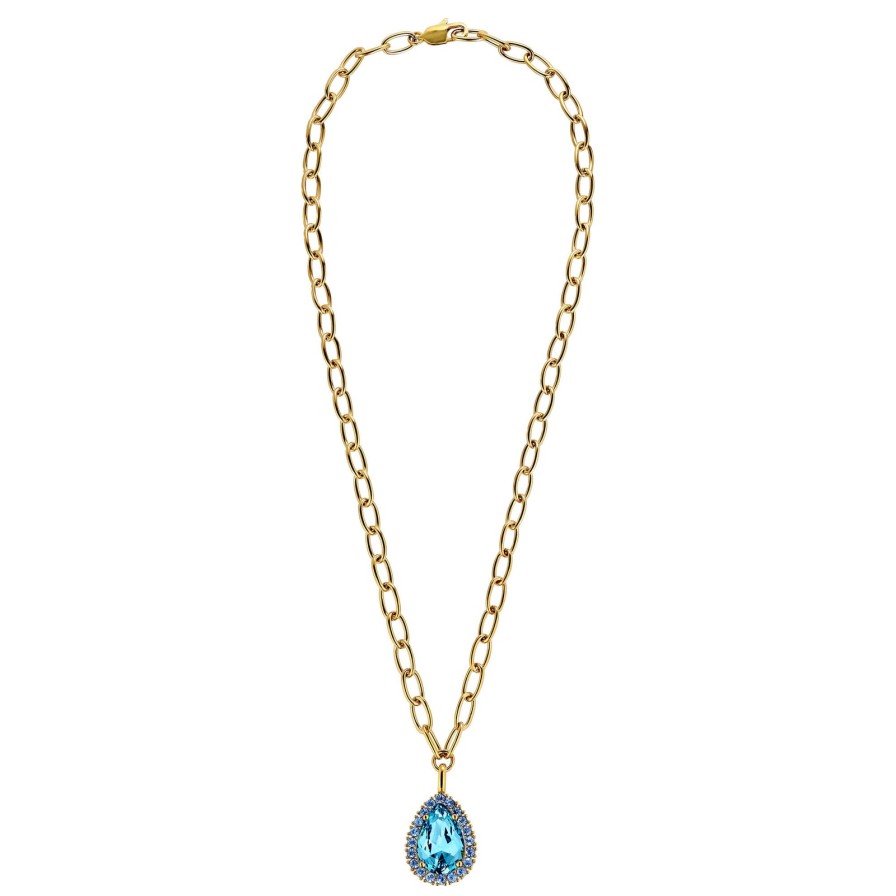 Dyrberg Kern Dyrberg Kern Metta Gold Necklace - Aqua Light Blue Wholesale