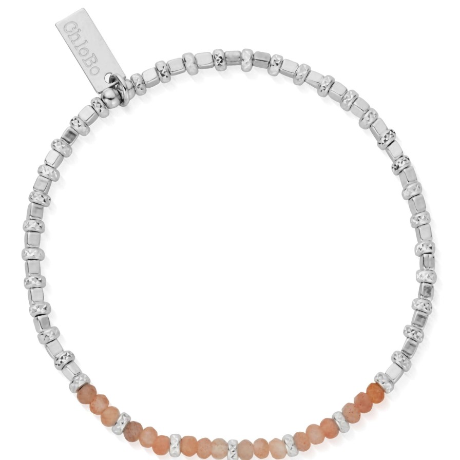 ChloBo Chlobo Peach Moonstone Sparkle Cube Bracelet Online