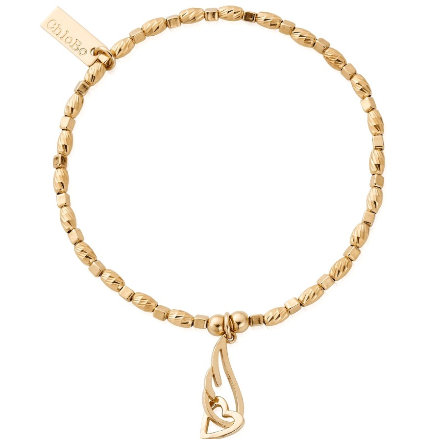 ChloBo Chlobo Soul Glow Interlocking Heart & Angel Wing Bracelet - Gold Online