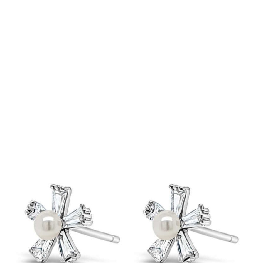 Absolute - Kids Absolute Kids Silver Flower Design With Pearl Centre Earrings Hot