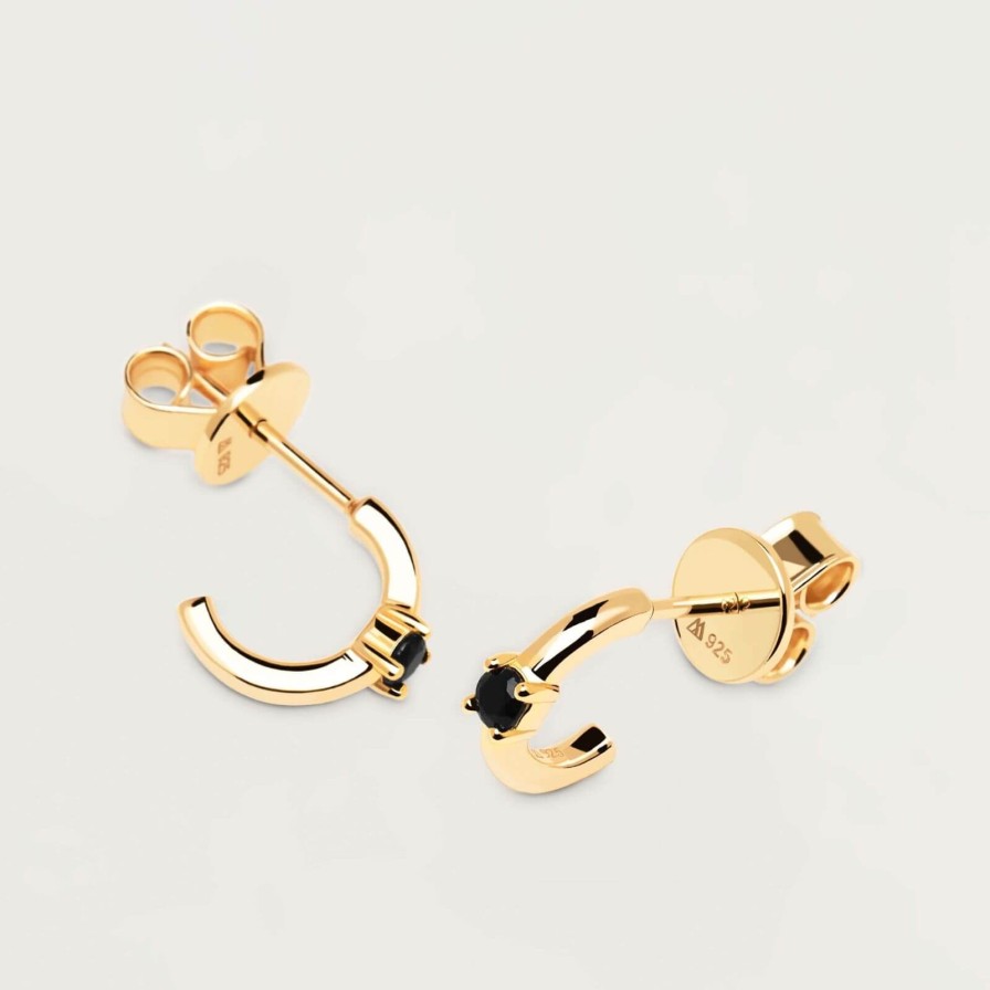 PDPAOLA Pdpaola Gold & Black Small Hoop Earrings Best