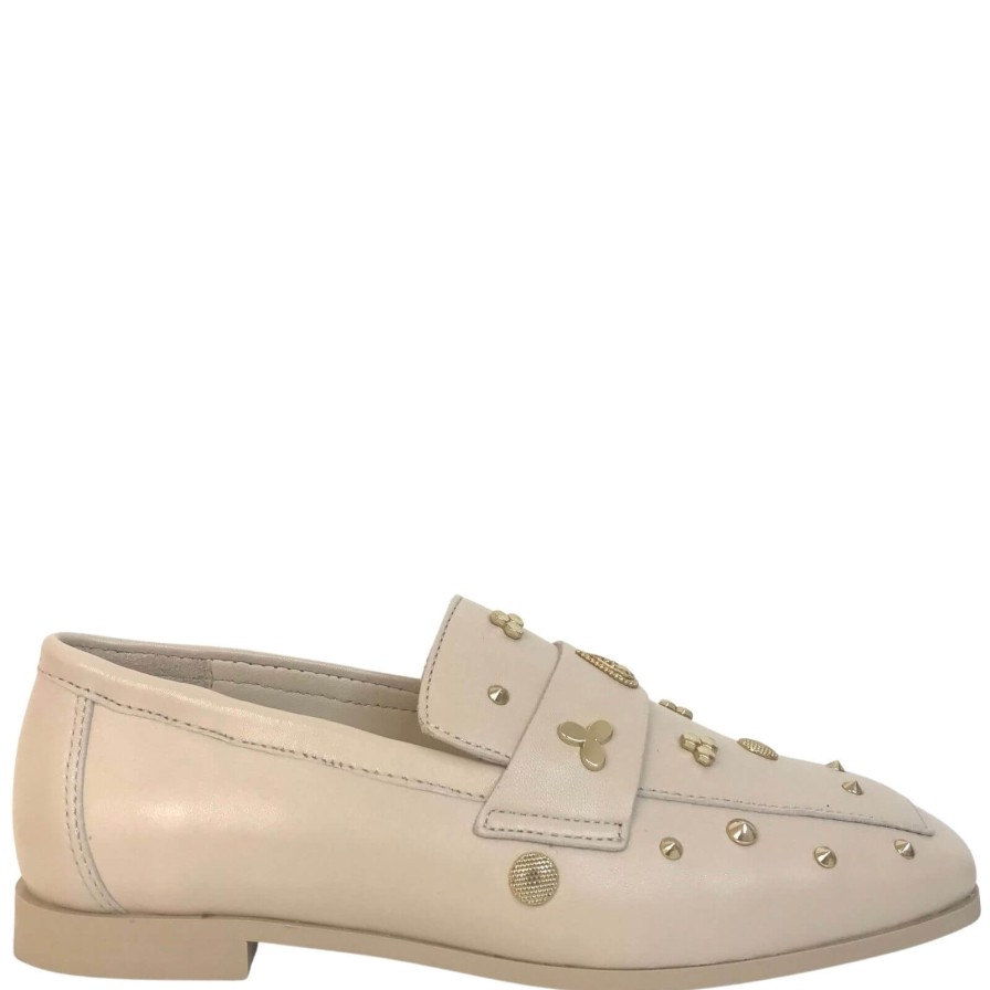 Alpe Alpe Nude Leather Embellished Loafers Best