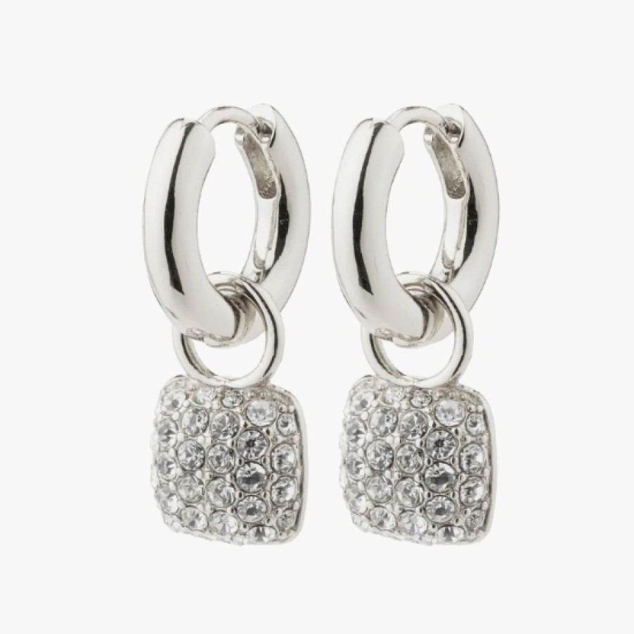 Pilgrim Pilgrim Cindy Crystal Silver Hoop Earrings Hot