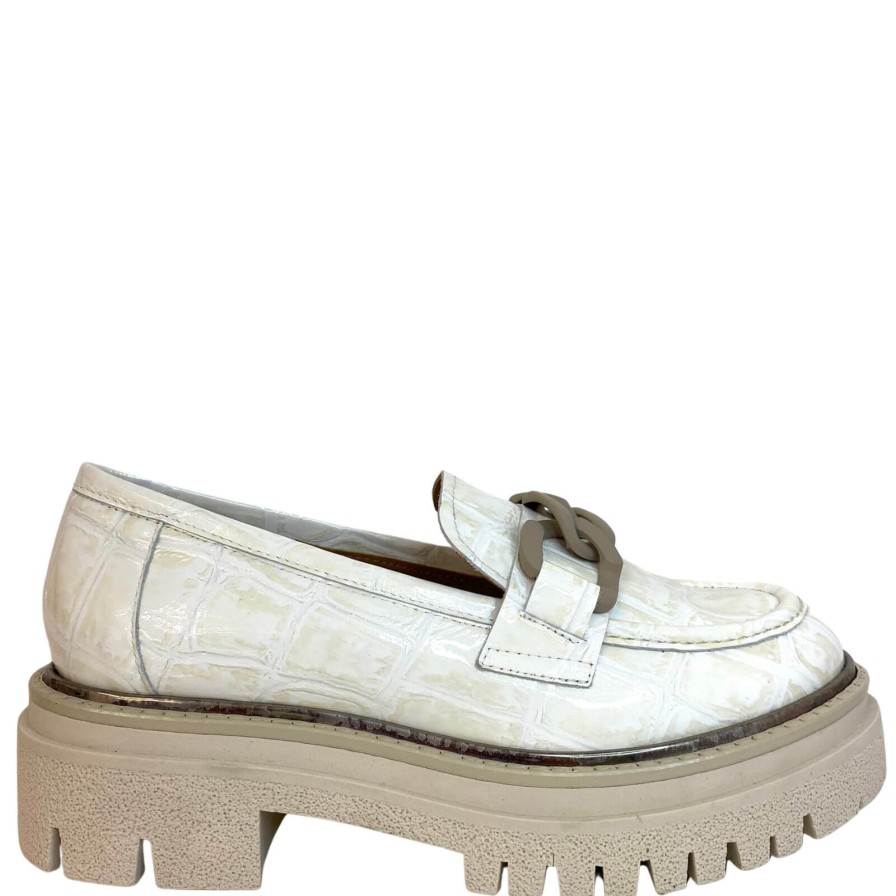 Marian Marian Neutral Leather Slip On Loafers Clearance