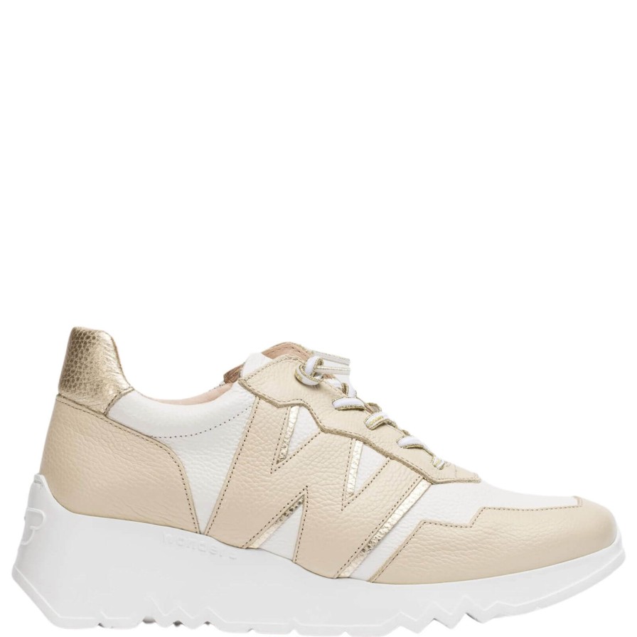 Wonders Wonders Beige & White Leather Raised Sole Sneakers Best