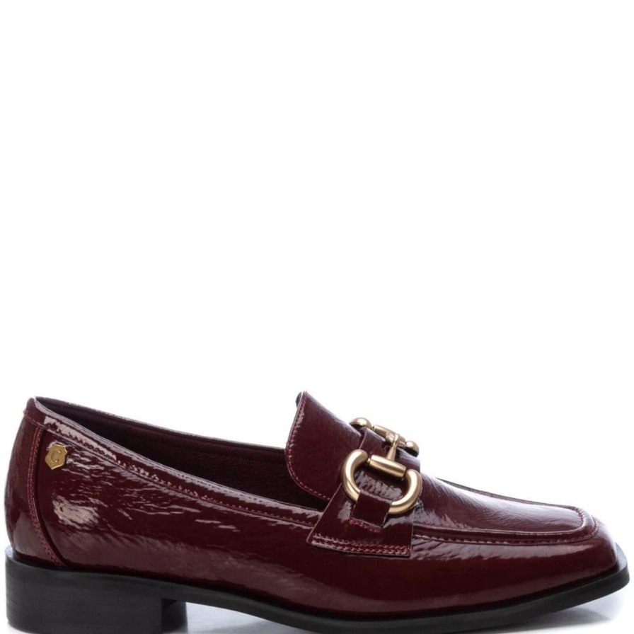 Carmela Carmela Burgundy Patent Leather Square Toe Loafers Hot