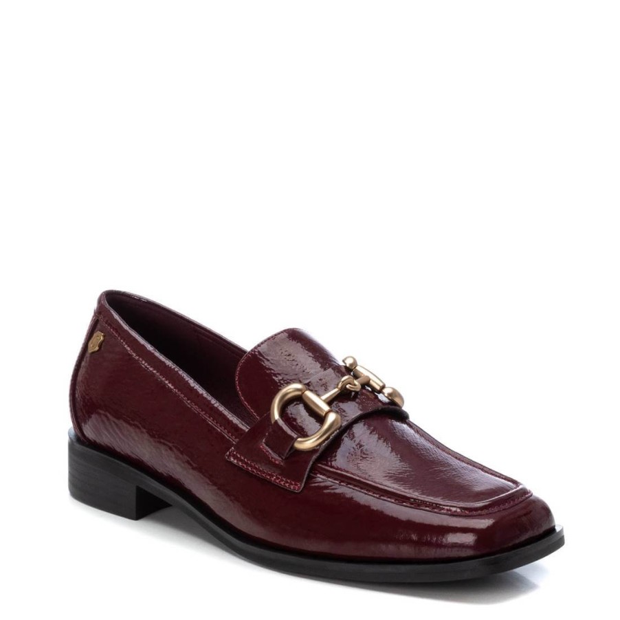 Carmela Carmela Burgundy Patent Leather Square Toe Loafers Hot