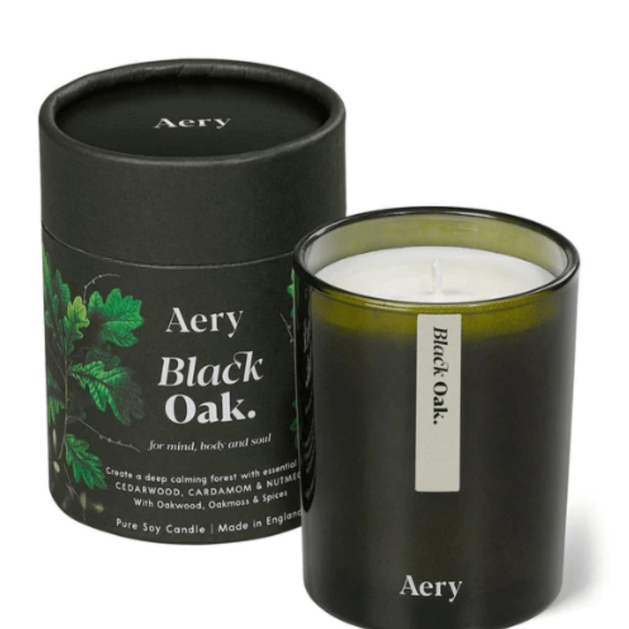 Aery Aery Black Oak Scented Candle - Cedarwood Cardamom And Nutmeg Clearance