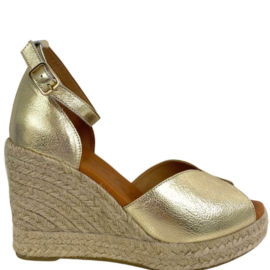 Wonders Wonders Gold Leather Wedge Sandals Best