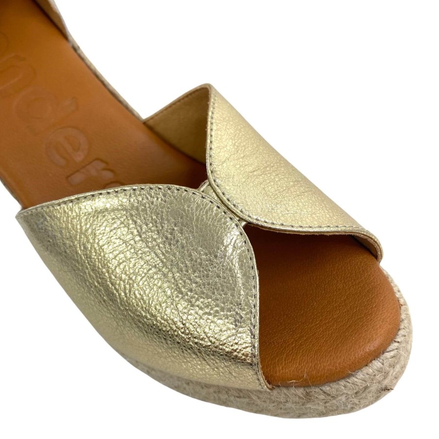 Wonders Wonders Gold Leather Wedge Sandals Best