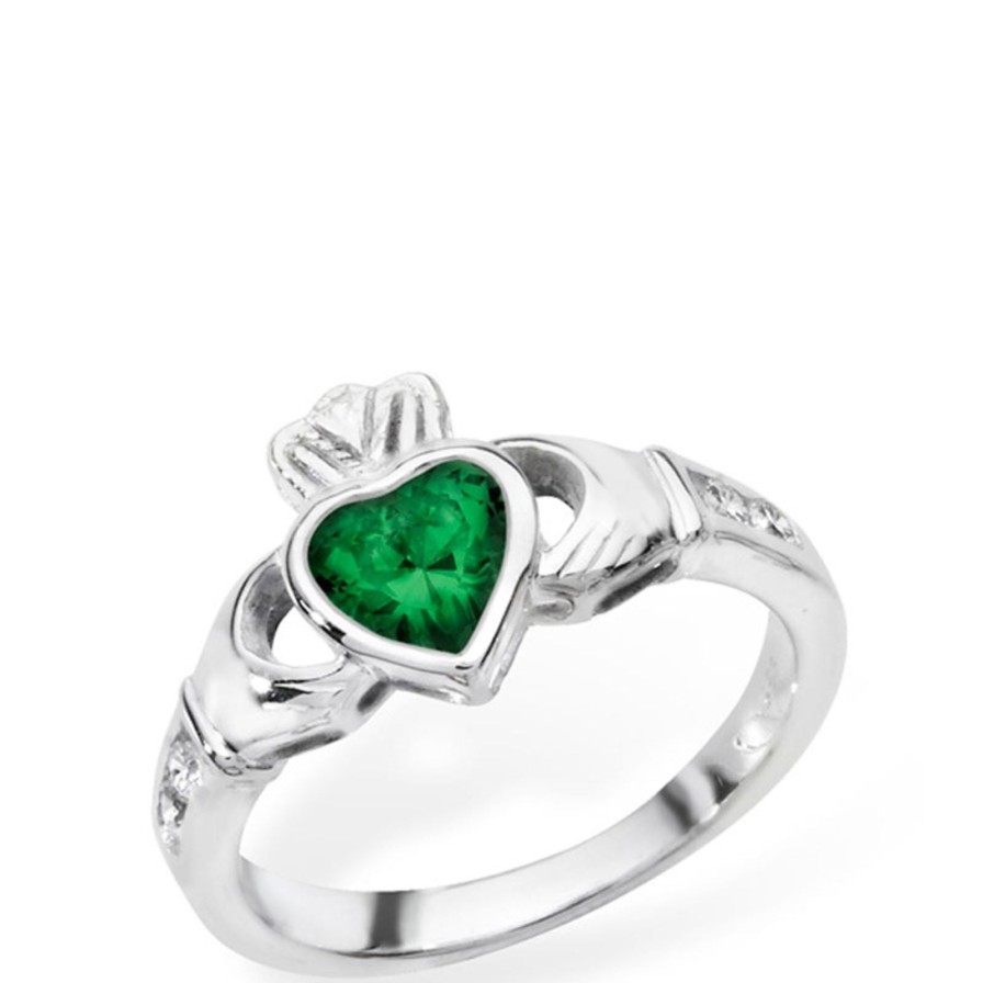 Bejeweled At Soul Sterling Silver Claddagh Birthstone Ring - May New