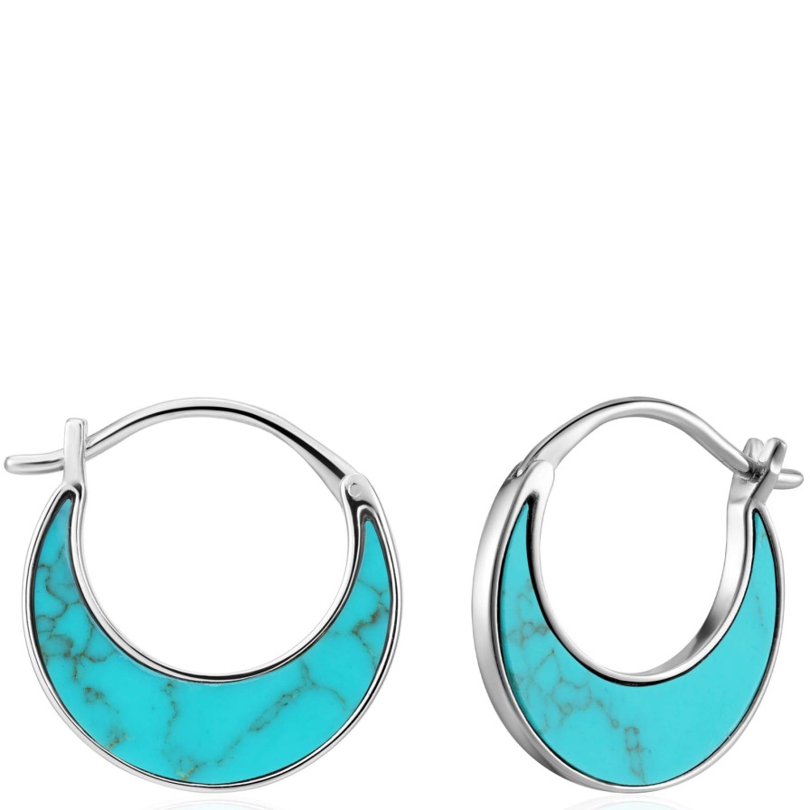 Ania Haie Ania Haie Turning Tides Turquoise Silver Crescent Earrings New