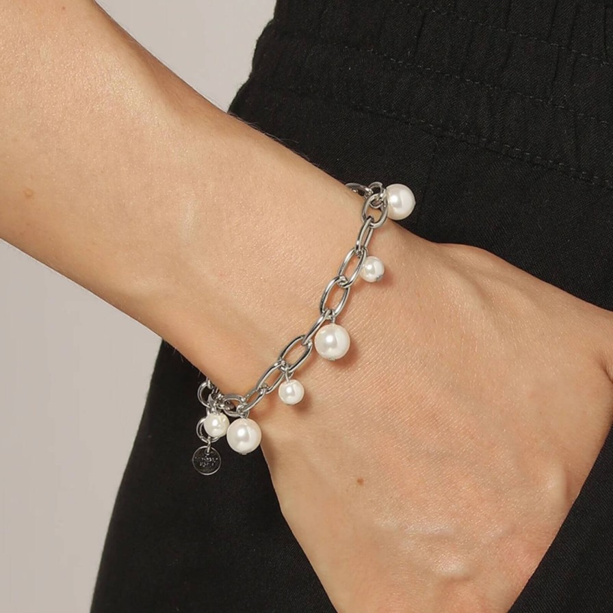 Dyrberg Kern Dyrberg Kern Elena White Pearl Silver Bracelet New