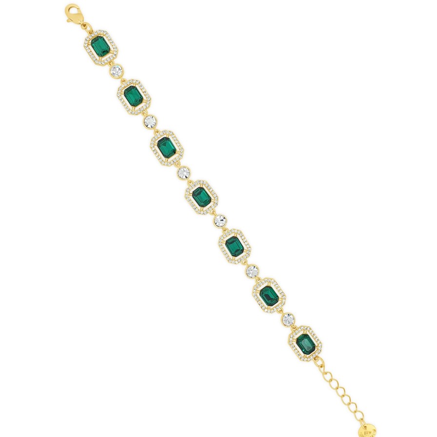 Absolute Absolute Gold Emerald Green Square Pendant Bracelet Wholesale