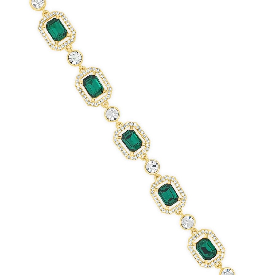 Absolute Absolute Gold Emerald Green Square Pendant Bracelet Wholesale