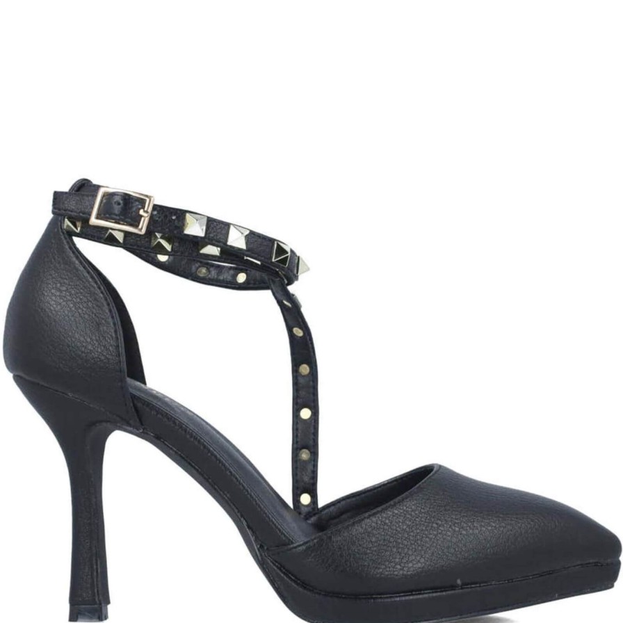 Menbur Menbur Black Studded Crossover Strap Shoes Clearance