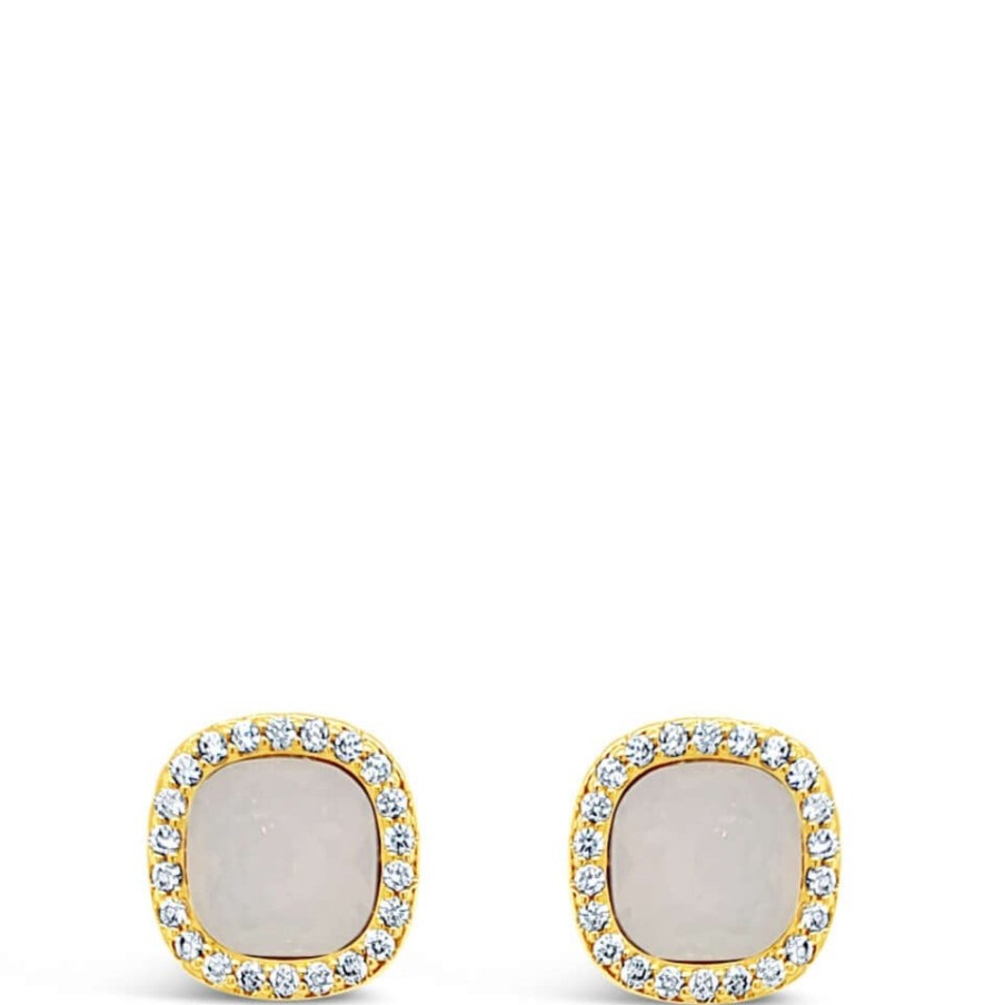 Absolute Absolute Gold & Opal Square Stud Earrings Online