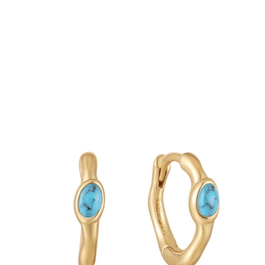 Ania Haie Ania Haie Making Waves Turquoise Huggie Hoop Gold Earrings Clearance