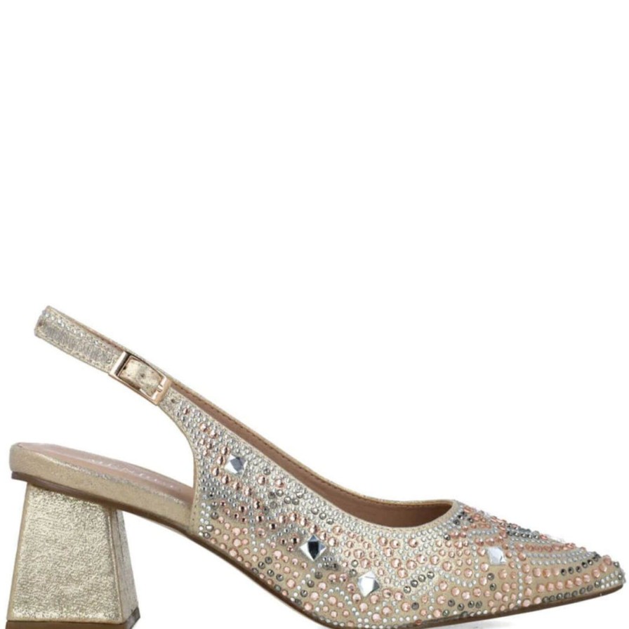 Menbur Menbur Gold Jewelled Sling Back Shoes Hot