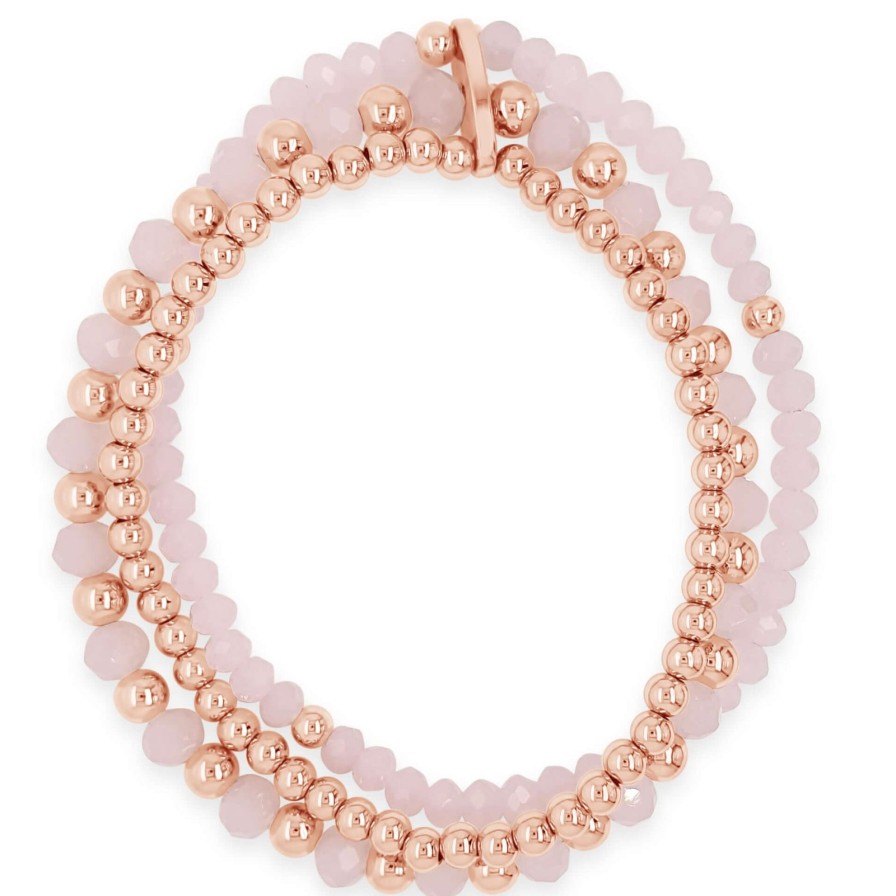 Absolute Absolute Rose Gold & Pink Bead Bracelet Online